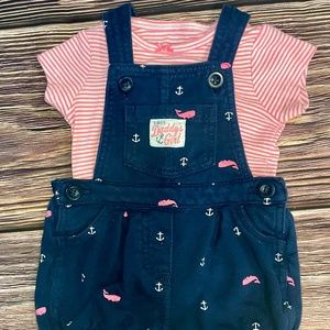 Carter's Overalls with Pink Shirt 0-3 Months
